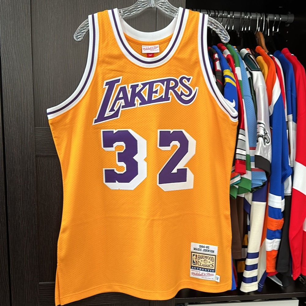 Authentic Jersey NBA Los Angeles Lakers Home 1984-85 Magic Johnson - Large 44